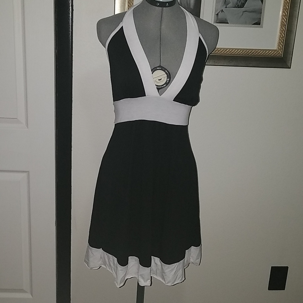 Colorblock Halter Dress